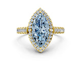 Yellow gold Fancy Blue Marquise  Halo Pavé Diamond Engagement Ring with Four-Prong Setting_26