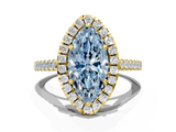 Yellow gold Fancy Blue Marquise  Halo Pavé Diamond Engagement Ring with Four-Prong Setting_3