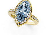 Yellow gold Fancy Blue Marquise  Halo Pave Band Solitaire Ring with Prong Setting_67