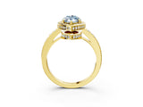 Yellow gold Fancy Blue Marquise  Halo Pave Band Solitaire Ring with Prong Setting_69
