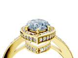 Yellow gold Fancy Blue Marquise  Halo Pave Band Solitaire Ring with Prong Setting_70