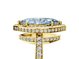 Yellow gold Fancy Blue Marquise  Halo Pave Band Solitaire Ring with Prong Setting_71