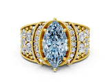 Yellow gold Fancy Blue Marquise  Halo Pave Diamond Engagement Ring with Milgrain Detailing_49