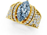 Yellow gold Fancy Blue Marquise  Halo Pave Diamond Engagement Ring with Milgrain Detailing_50