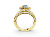 Yellow gold Fancy Blue Marquise  Halo Pave Diamond Engagement Ring with Milgrain Detailing_52