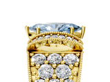 Yellow gold Fancy Blue Marquise  Halo Pave Diamond Engagement Ring with Milgrain Detailing_54