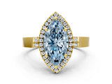 Yellow gold Fancy Blue Marquise  Halo Pave Split Shank Prong Setting Ring_26
