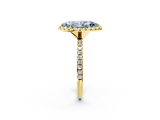 Yellow gold Fancy Blue Marquise  Halo Round Diamond Pavé Band Four-Prong Ring_5