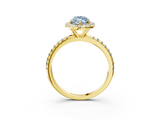 Yellow gold Fancy Blue Marquise  Halo Round Diamond Pavé Band Four-Prong Ring_6