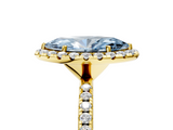 Yellow gold Fancy Blue Marquise  Halo Round Diamond Pavé Band Four-Prong Ring_8