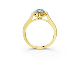 Yellow gold Fancy Blue Marquise  Halo Round Diamond Pave Band with Four-Prong Setting_41