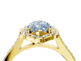 Yellow gold Fancy Blue Marquise  Halo Round Diamond Pave Band with Four-Prong Setting_42