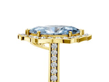 Yellow gold Fancy Blue Marquise  Halo Round Diamond Pave Band with Four-Prong Setting_43