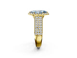 Yellow gold Fancy Blue Marquise  Halo Round Diamond Pave Band with Prong Setting 3