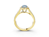 Yellow gold Fancy Blue Marquise  Halo Round Diamond Pave Band with Prong Setting 4