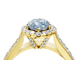 Yellow gold Fancy Blue Marquise  Halo Round Diamond Pave Band with Prong Setting 5