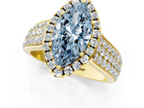 Yellow gold Fancy Blue Marquise  Halo Round Diamond Pave Band with Prong Setting_13