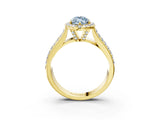 Yellow gold Fancy Blue Marquise  Halo Round Diamond Pave Band with Prong Setting_15