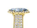 Yellow gold Fancy Blue Marquise  Halo Round Diamond Pave Band with Prong Setting_17