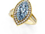 Yellow gold Fancy Blue Marquise  Halo Solitaire Diamond Ring with Pave Band and Bezel Setting_50