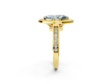Yellow gold Fancy Blue Marquise  Halo Solitaire Diamond Ring with Pave Band and Bezel Setting_51