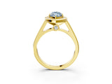 Yellow gold Fancy Blue Marquise  Halo Solitaire Diamond Ring with Pave Band and Bezel Setting_52