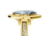 Yellow gold Fancy Blue Marquise  Halo Solitaire Diamond Ring with Pave Band and Bezel Setting_54