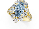 Yellow gold Fancy Blue Marquise  Halo Split Shank Diamond Engagement Ring with Pave Band and Four-Prong Setting_55