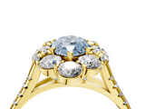 Yellow gold Fancy Blue Marquise  Halo Split Shank Diamond Engagement Ring with Pave Band and Four-Prong Setting_58