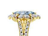 Yellow gold Fancy Blue Marquise  Halo Split Shank Diamond Engagement Ring with Pave Band and Four-Prong Setting_59