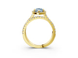 Yellow gold Fancy Blue Marquise  Halo Split Shank Diamond Ring with Pavé Setting 3