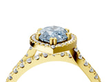 Yellow gold Fancy Blue Marquise  Halo Split Shank Diamond Ring with Pavé Setting 4