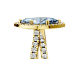Yellow gold Fancy Blue Marquise  Halo Split Shank Diamond Ring with Pavé Setting 5