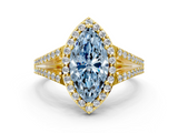 Yellow gold Fancy Blue Marquise  Halo Split Shank Diamond Ring with Prong Setting_20
