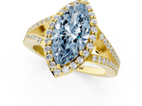 Yellow gold Fancy Blue Marquise  Halo Split Shank Diamond Ring with Prong Setting_21