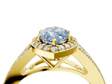 Yellow gold Fancy Blue Marquise  Halo Split Shank Diamond Ring with Prong Setting_24
