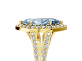Yellow gold Fancy Blue Marquise  Halo Split Shank Diamond Ring with Prong Setting_25