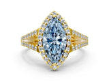 Yellow gold Fancy Blue Marquise  Halo Split Shank Pave Diamond Ring with Four-Prong Setting_49