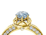 Yellow gold Fancy Blue Marquise  Halo Split Shank Pave Diamond Ring with Petal Prong Setting_24