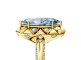Yellow gold Fancy Blue Marquise  Halo Split Shank Pave Diamond Ring with Petal Prong Setting_25