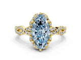 Yellow gold Fancy Blue Marquise  Halo Twist Band Solitaire Ring with Six-Prong Setting_32