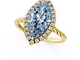 Yellow gold Fancy Blue Marquise  Halo Twisted Band Four-Prong Diamond Ring_21