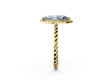 Yellow gold Fancy Blue Marquise  Halo Twisted Band Four-Prong Diamond Ring_22