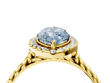 Yellow gold Fancy Blue Marquise  Halo Twisted Band Four-Prong Diamond Ring_24