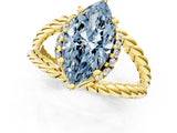 Yellow gold Fancy Blue Marquise  Halo Twisted Band Four-Prong Ring_45