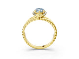 Yellow gold Fancy Blue Marquise  Halo Twisted Band Four-Prong Ring_47