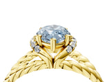 Yellow gold Fancy Blue Marquise  Halo Twisted Band Four-Prong Ring_48