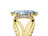Yellow gold Fancy Blue Marquise  Halo Twisted Band Four-Prong Ring_49