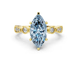 Yellow gold Fancy Blue Marquise  Milgrain Bezel Diamond Engagement Ring with Solitaire Prong Setting_140
