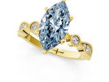 Yellow gold Fancy Blue Marquise  Milgrain Bezel Diamond Engagement Ring with Solitaire Prong Setting_141